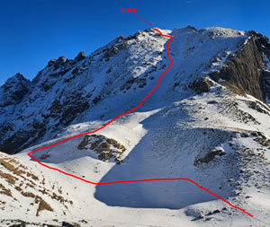 Via Normale Cima di Pezza Ovest (scivolo nord)