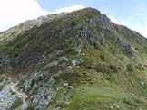 Via Normale Monte Mattoni - La cresta di salita dal pianoro erboso