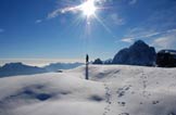 Via Normale Prima Pala di San Lucano - Sulla cima, a destra  l'Agner.