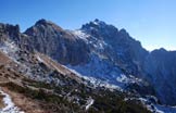 Via Normale Monte Cjavalz - Bivacco Bianchi (in basso a destra) e Zuc dal Bor salendo a Forcella Cjavalz