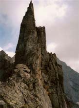 Via Normale Campanile di Salarno (spigolo N) - La cima dal Passo Dosazzo