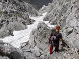 Via Normale Pizzo Camino Camuno da SW - Discesa per il canalone della via normale