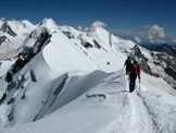 Via Normale Breithorn W (da W) - Cresta di discesa verso la cima centrale