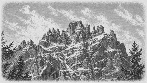 Disegno da fotografia Dolomiti