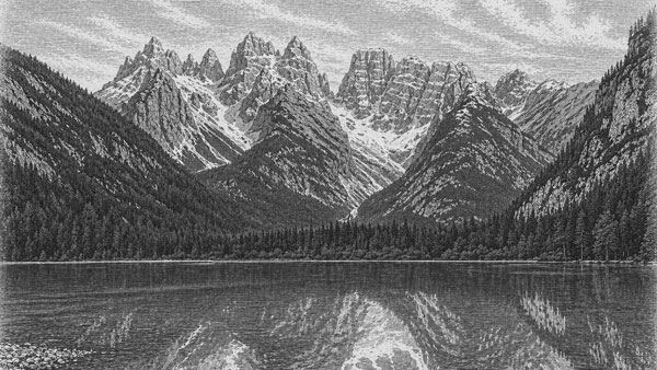Disegno da fotografia Dolomiti