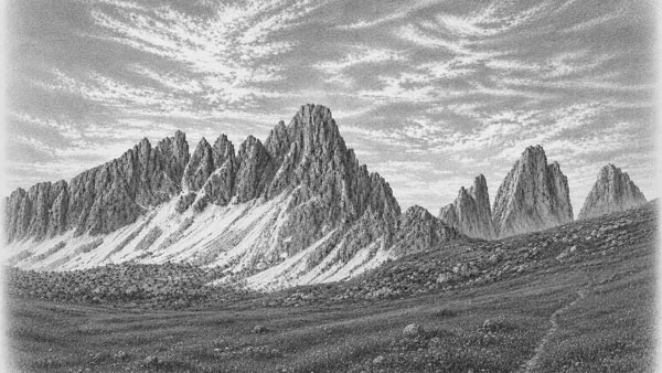 Disegno da fotografia Dolomiti