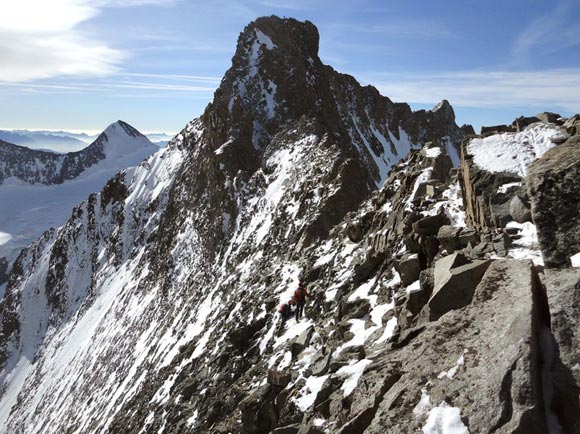 Piz Bernina - Vista sul Pizzo Bernina e il tratto di cresta rocciosa che ci divide