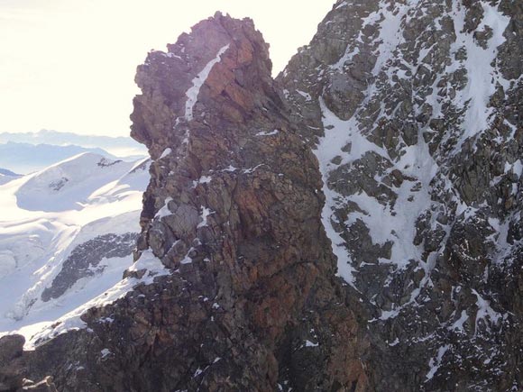 Biancograt Pizzo Bernina - Il Torrione, punto chiave della salita
