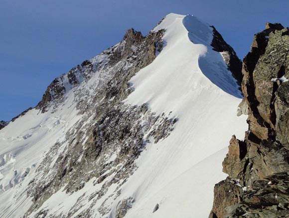 Piz Bernina - Oltre il tratto roccioso si staglia la mitica Biancograt