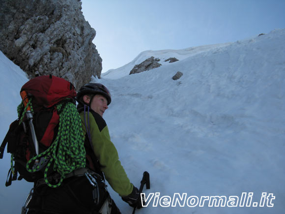 Cima Bacchetta - Tratto ripido nella strettoia