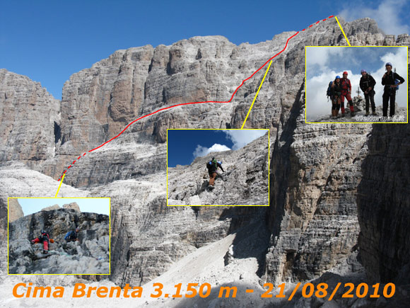 Cima Brenta - Il percorso di salita dalla rampa alla cima