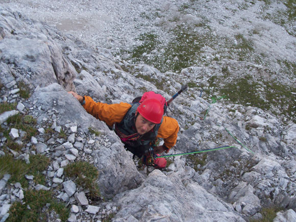 Cima Brenta - Salendo la parete iniziale