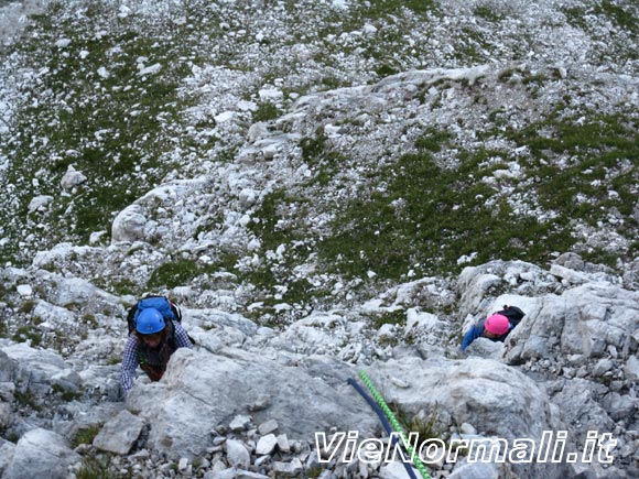 Cima Brenta - Salendo la parete iniziale