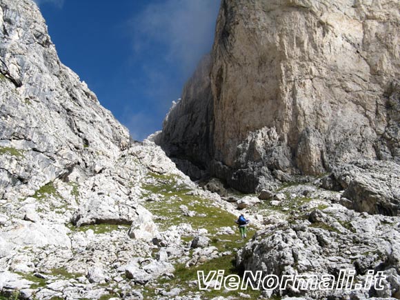 Cima di Campido - Il tratto di canalone sotto la Taiada