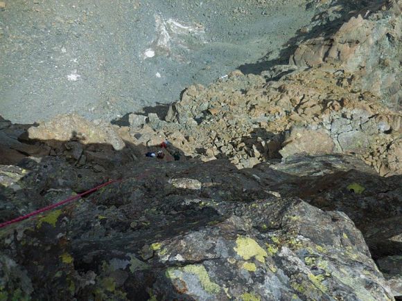 Cima del Duca - La discesa del passaggio chiave