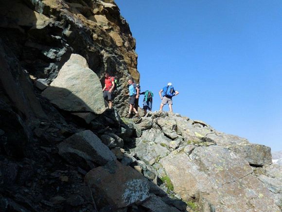 Cima del Duca - Poco sopra la bocchetta, un primo risalto impegnativo di II+/III