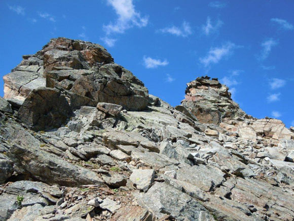 Cima di Caspoggio - Al termine del canalino, a destra il terzo dente