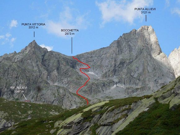 Cima di Castello - Particolare della prima parte dell'itinerario sopra il rifugio