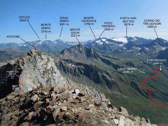 Cima di Pietra Rossa - Panorama sul Gruppo Ortles - Cevedale