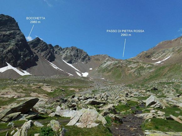 Cima di Pietra Rossa - Verso la Bocchetta 2980 m sulla cresta N
