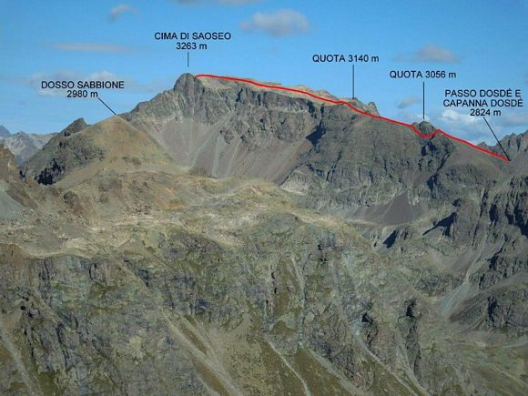 Cima di Saoseo - Immagine ripresa da SE, dal Sasso Campana