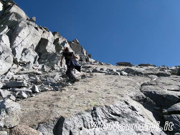 Cima Plem - Il tratto con la grande placca adagiata verso la fine della salita