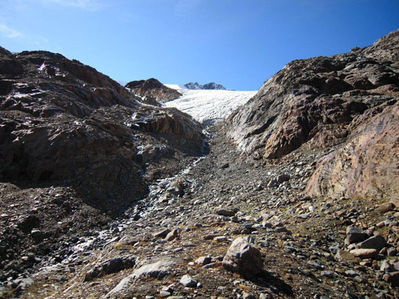 Cima San Giacomo - L'effluenza del ghiacciaio, la parte iniziale  abbastanza ripida ma facile