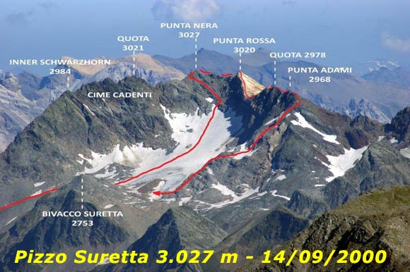 Pizzo Suretta (cresta NNE) - Il Pizzo Suretta da SSE