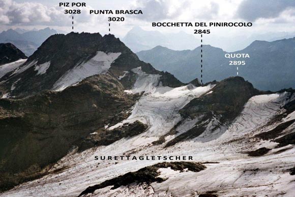 Traversata delle cime del Pizzo Suretta - Panorama verso E dalla Punta Rossa