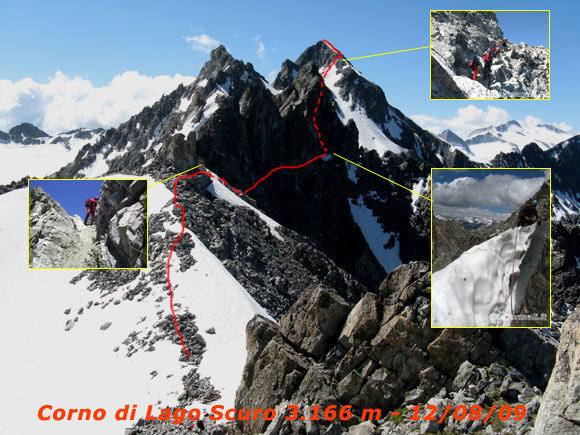 Corno di Lago Scuro - Il percorso del Sentiero dei Fiori visto dal Passo di Castellaccio