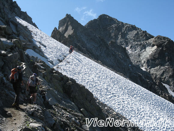 cornolagoscuro - Nevaio dopo il Gendarme e verso il Corno di Casamadre