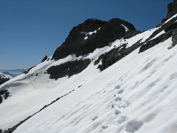 Cornone di Blumone - Traverso orizzontale verso i pendii sotto la cima