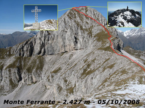 Monte Ferrante - Cima e percorso di salita visti dal Monte Ferrantino