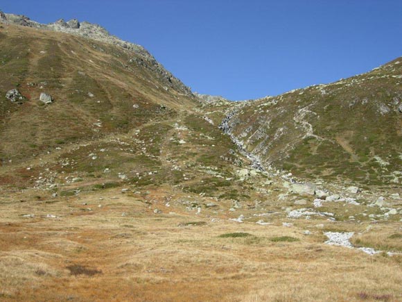 Flàela-Wisshorn - Lo sbocco della (Val) Tantermozza Chant Sura da risalire