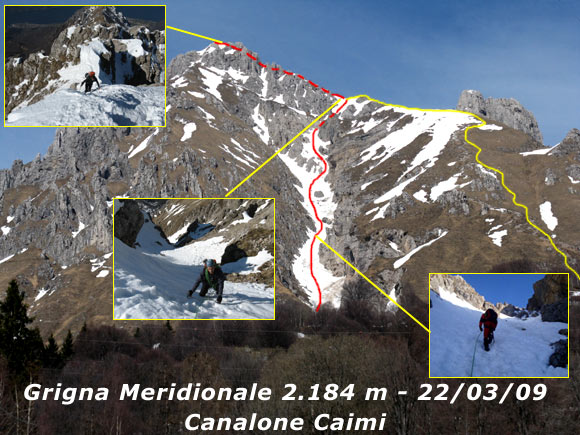 Grigna Meridionale - Canalone Caimi - Il canalone Caimi e la Grigna Meridionale visti dal Pian dei Resinelli