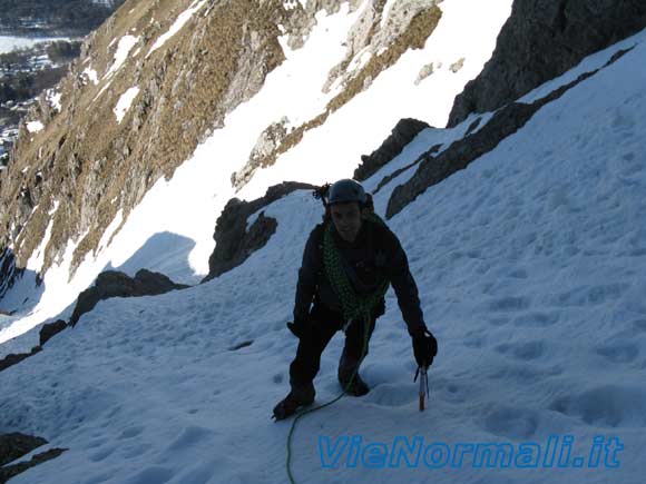 Grigna Meridionale - Canalone Caimi - Tratto ripido verso la fine del canalone