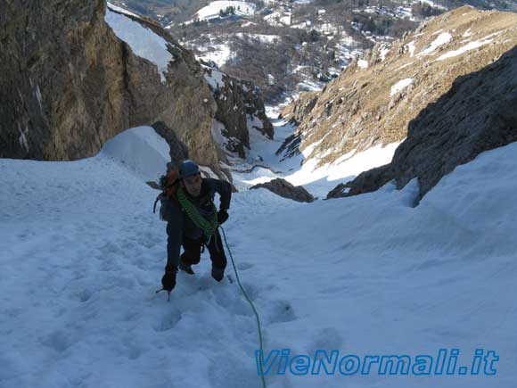 Grigna Meridionale - Canalone Caimi - Tratto ripido verso la fine del canalone