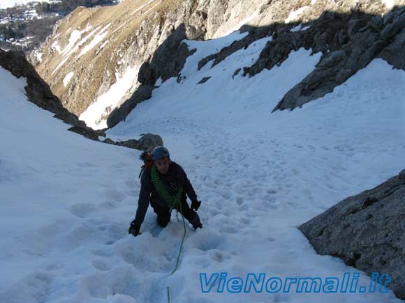 Grigna Meridionale - Canalone Caimi - Tratto ripido verso la fine del canalone