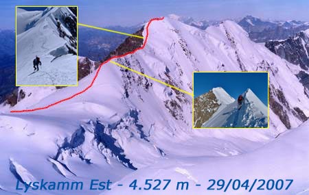 Lyskamm Orientale - Il versante settentrionale dei Lyskamm visto dalla Capanna Margherita