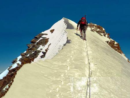 Lyskamm Orientale - Arrivo in vetta