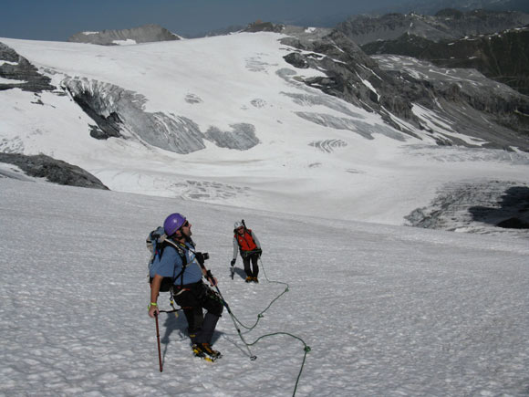 Cima Tuckett - Pendio di accesso al pianoro superiore del ghiacciaio