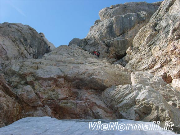 Marmolada - Punta Penia (cresta W) - Il ripido tratto verso la Forcella Marmolada