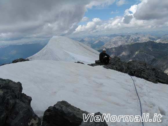 Monte Cristallo - Sella fra la cima rocciosa e la cima ghiacciata
