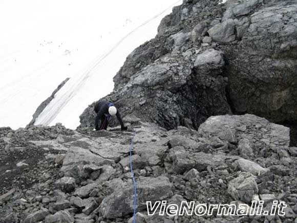 Monte Cristallo - Risalita del risalto roccioso