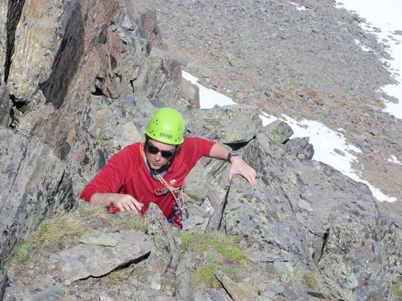 Monte Gavia - Passaggio lungo la parete