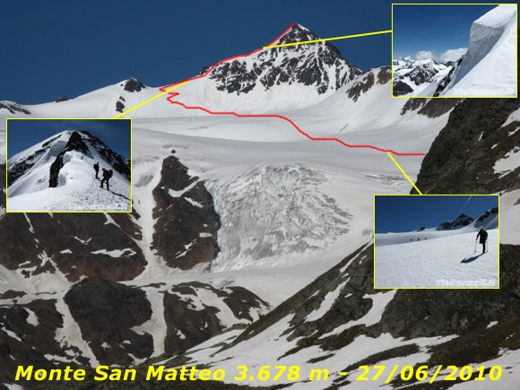 Monte San Matteo - Percorso di salita lungo il ghiacciaio di Doseg