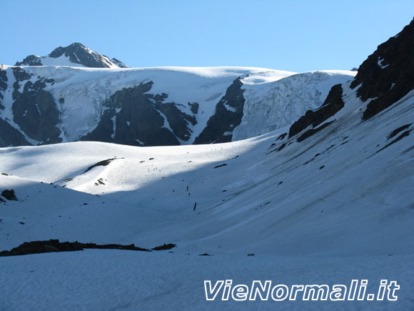 Monte San Matteo - Inizio del ghiacciaio con le due seraccate