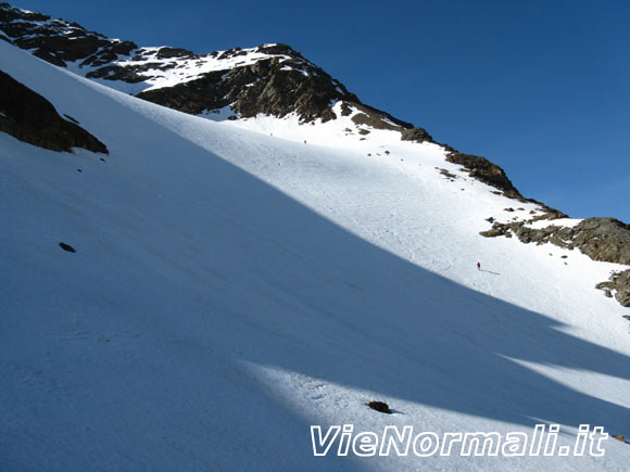 Monte San Matteo - Il pendio che aggira la seraccata di destra