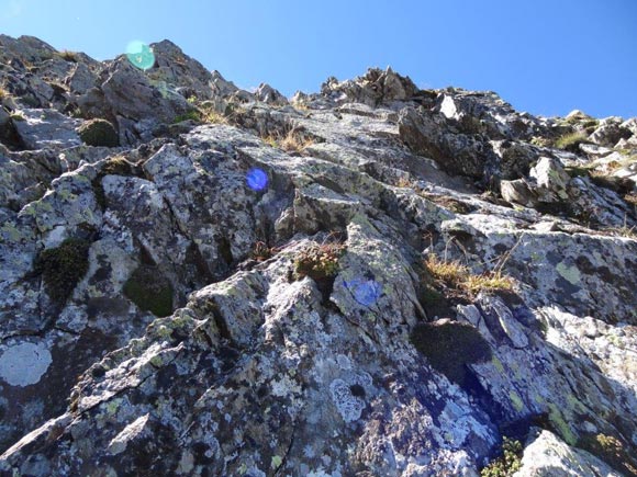 Monte Torena - Versante N - Il passaggio pi impegnativo, sopra il piccolo terrazzino