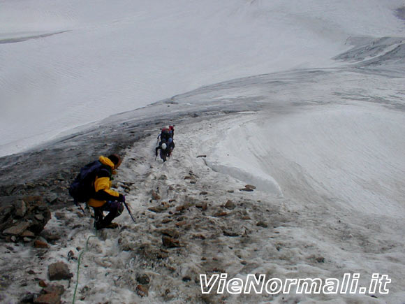Pan di Zucchero - Discesa dalla cresta ghiacciata